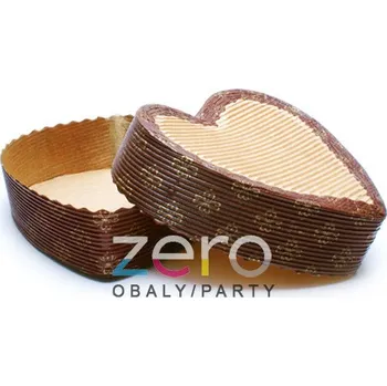 Jednorázové nádobí Forma papírová na pečení 'srdce' 130x133x35 mm (50 ks) - hnědá s tiskem