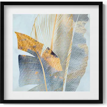 Obraz Dekorativní nástěnný obraz v rámu do obýváku Glamour, motiv banánové listy, 50x50 cm