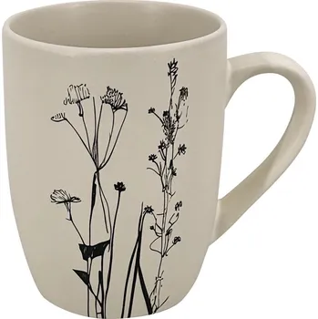 Clay Keramický hrnek Cream Garden 350ml, smetanová/černá SM230559 – keramický hrnek s decentním dekorem a pohodlným uchem