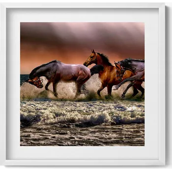 Obraz Obraz v rámu na zeď do obýváku Pádící koně ve vodě 50x50 cm