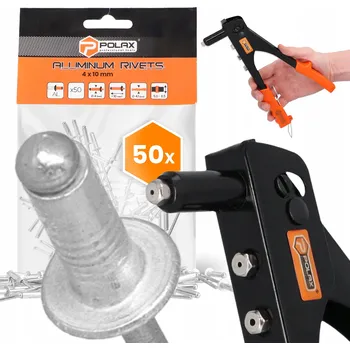 Nýt RUČNÍ Nýtovačka 2,4-4,8 mm + 50x TRHACÍCH Nýtů 4x10 mm Hliníkové Pozink N 9T