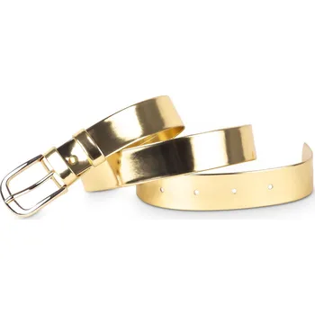 Opasek Pásek klasický zlatý lakovaný 3 cm 95 cm (obvod pasu 68-86 cm)