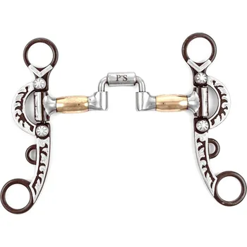 Udidlo pro koně Westernová korekční páka Pool's zdobená / měděné válečky, 12,5 cm