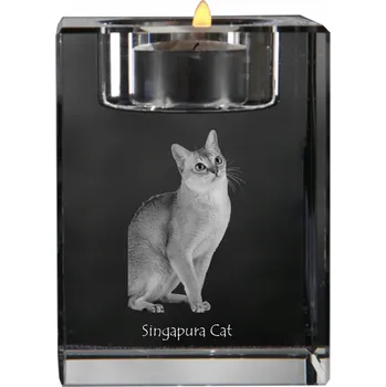 Svícen Singapura - svícen s motivem koně, křišťálový podstavec na čajovou svíčku,