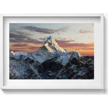 Obraz Dekorace obraz v bílém rámu na zeď Zasněžený horský štít 70x50 cm