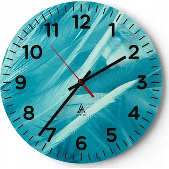 Hodiny Kuchyňské nástěnné hodiny 30x30 Ptačí Pírko Moderní skleněné hodiny Tiché