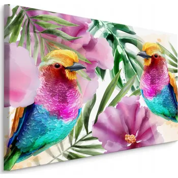 Obraz Obraz ptáci tropičtí květiny exotické 3D 30x20