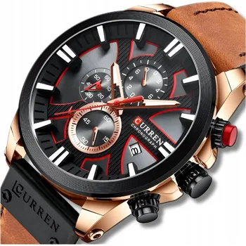 Hodinky Pánské quartzové datumovka Pánské hodinky Curren s koženým pouzdrem a chronografem