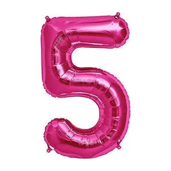 Balónek Růžový Fóliový Balón XXL Číslice 5 k Narozeninám