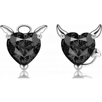 Náušnice STŘÍBRNÉ NÁUŠNICE ANDÍLEK ĎÁBLÍK ČERNÉ 925