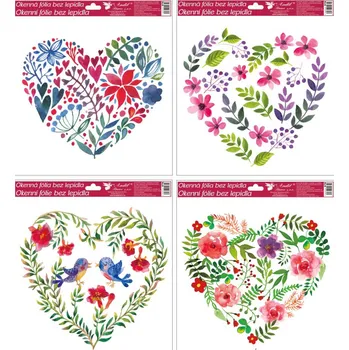 Okenní dekorace Anděl Přerov Okenní fólie s glitry 30 x 30 cm srdce mix motivů