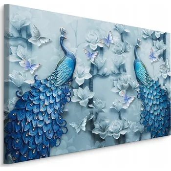 Obraz Obraz do obýváku barevní páví květy 3D 70x50