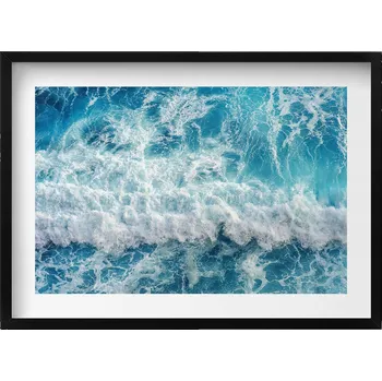 Obraz Obraz s rámem a grafikou na zeď Pohled z ptačí perspektivy na vlnu oceánu 70x50 cm