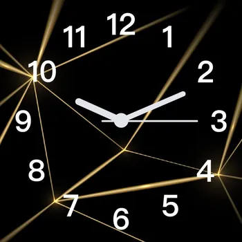 Hodiny Nástěnné hodiny do kanceláře, zlato-černé, glamour styl, elegantní, 30x30 cm