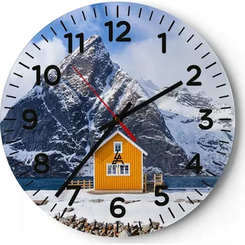 Hodiny Nástěnné hodiny do obýváku 40x40 Zima Kulatý Skleněné hodiny Loft Tiché