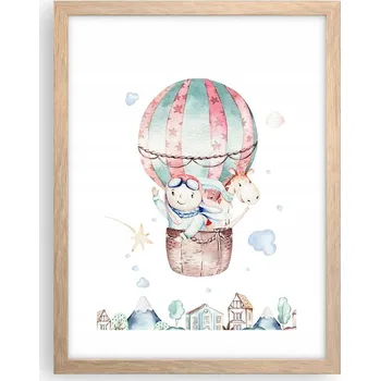 Obraz Obraz plakát v rámu světlý dub do obýváku 30x40 balón foto plakáty na zeď