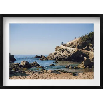 Obraz Dekorativní obraz v černém rámu do obýváku Pláž na Costa Brava 70x50 cm