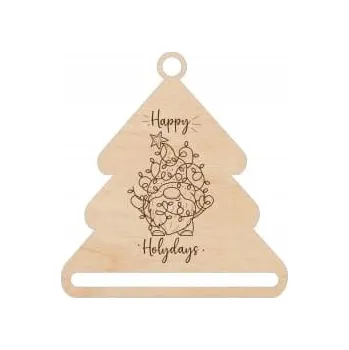 Vánoční dekorace D921-E Závěs na makramé - vánoční stromek se skřítkem