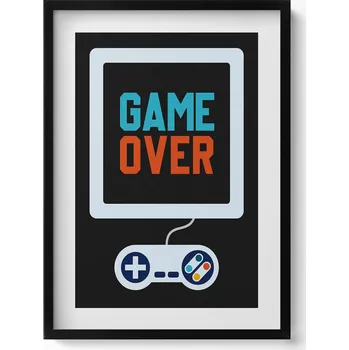 Obraz Nástěnný obraz v černém rámu s grafikou Nápis pro hráče Game over 50x70 cm
