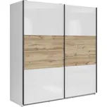 BRW TETRIX šatní skříň SZF/183, bílý lesk/dub wotan