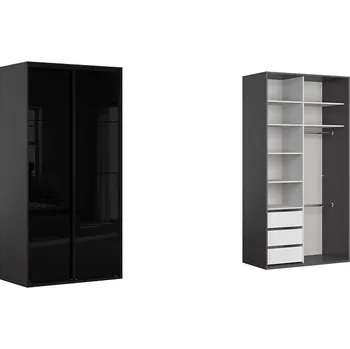 Šatní skříň BRW FLEX šatní skříň 120/128, grafit/černý lesk