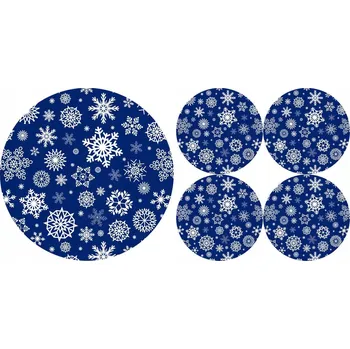 prostírání Sada kulatých prostírání na stůl 1+4 - SNOW