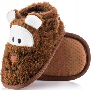 Dívčí bačkory Domácí chlapecké botičky, zvířátka, bambulky v podobě medvídka, papuče, velikost 25/26