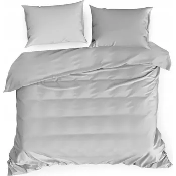 Povlečení Sada saténového povlečení 140x200 + 2x povlak na polštář 50x60 HLADKÉ šedé KONEY