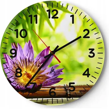 Hodiny Nástěnné hodiny do obýváku 40x40 Květ Kulatý Skleněné hodiny Loft Tiché