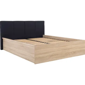 Postel BRW TETRIX postel s čalouněným čelem LOZ/140/B/T, dub sonoma/černá