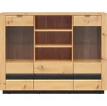 BRW OSTIA vitrína KOM2W2S, dub artisan/černý lesk