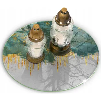 Obraz Ozdobná skleněná podložka pod svíčky na hrob Abstrakce Kulatá průměr 40 cm