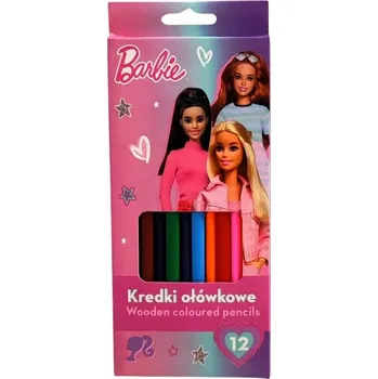 Kresba Pastelky JUMBO TROJÚHELNÍKOVÉ v dřevěném pouzdře 12 BAREV BARBIE