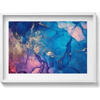 Obraz Dekorativní obraz v rámu do obýváku Modrá abstrakce s růžovou 70x50 cm