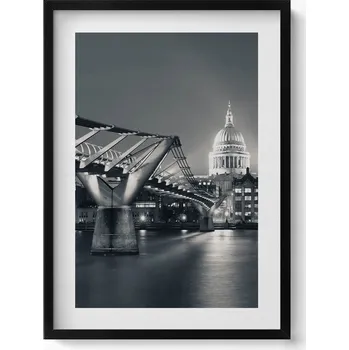 Obraz Závěsný obraz rámeček černé barvy Černobílá krajina města 50x70 cm
