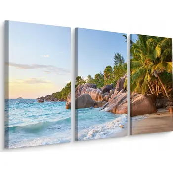 Obraz Třídílný obraz Ráj PLÁŽ Palmy Skály 3D 60x40