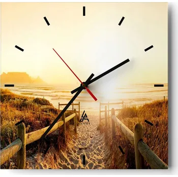 Hodiny Velké nástěnné hodiny 40x40 Krajina Skleněné hodiny Tiché