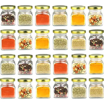 Sklenice 24x skleněné nádoby sklenice na koření 120 ml se zlatým víčkem fi 53