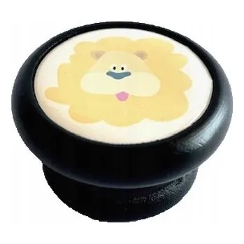 Obraz Dřevěná dětská úchytka GAMET GD07-ČERNÁ + LEV (Lev)