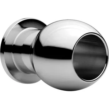 Anální kolík Master Series Large Abyss, stříbrný anální kolík s otvorem 7,5 x 4,9 cm