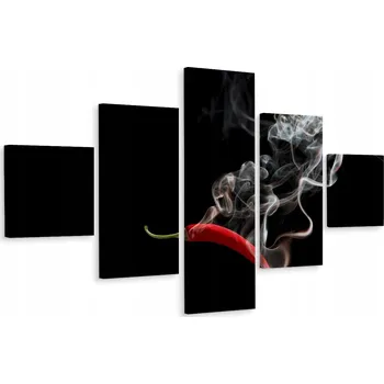 Obraz Vícedílný obraz Pálivá Paprička Kouř Černé Pozadí 3D 250x150