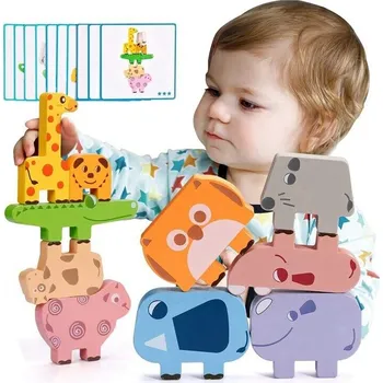 ostatní stavebnice STAVEBNICE KOSTKY ZVÍŘÁTKA MONTESSORI EDUKAČNÍ SKLÁDAČKA