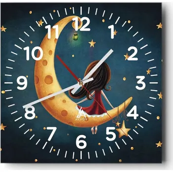 Hodiny Nástěnné hodiny do obýváku 40x40 Pro děti Tiché hodiny na skle Bez hlučný