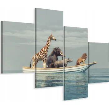 Obraz Obraz Čtyřdílný (Tetraptych) Divoká ZVÍŘATA Loď 3D 80x50