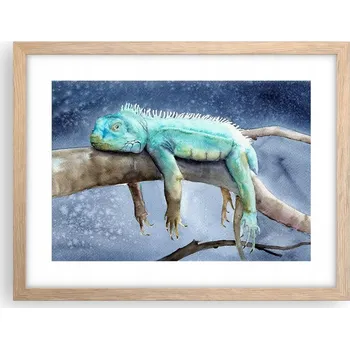 Obraz Obraz plakát v rámu světlý dub do obýváku 40x30 chameleon foto na zeď