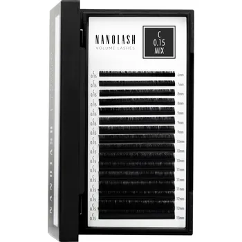 Umělé řasy Umělé řasy pro prodlužování Nanolash - 0.15 tloušťka C oblouk mix 6-13mm 16 proužků