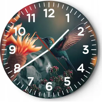 Hodiny Kuchyňské nástěnné hodiny 30x30 Pták Moderní skleněné hodiny do obýváku Tiché