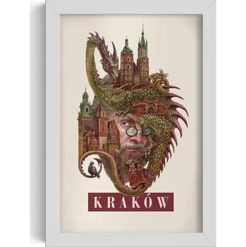 Obraz Nástěnný obraz rám Vintage retro styl Krakov Kostel Panny Marie Drak 20x30 cm