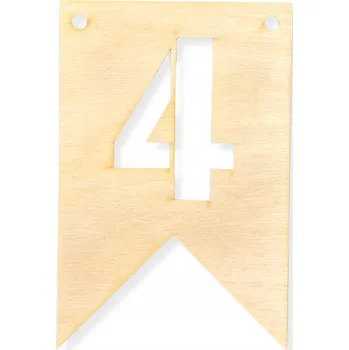 DŘEVĚNÝ PROPORCÍK GIRLANDA BANNER ZÁVĚSKA VLÁJEČKA DO POKOJE ČÍSLICE 4