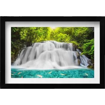 Obraz Nástěnný obraz v černém rámu Vodopád Huai Mae Khamin v Thajsku 30x20 cm